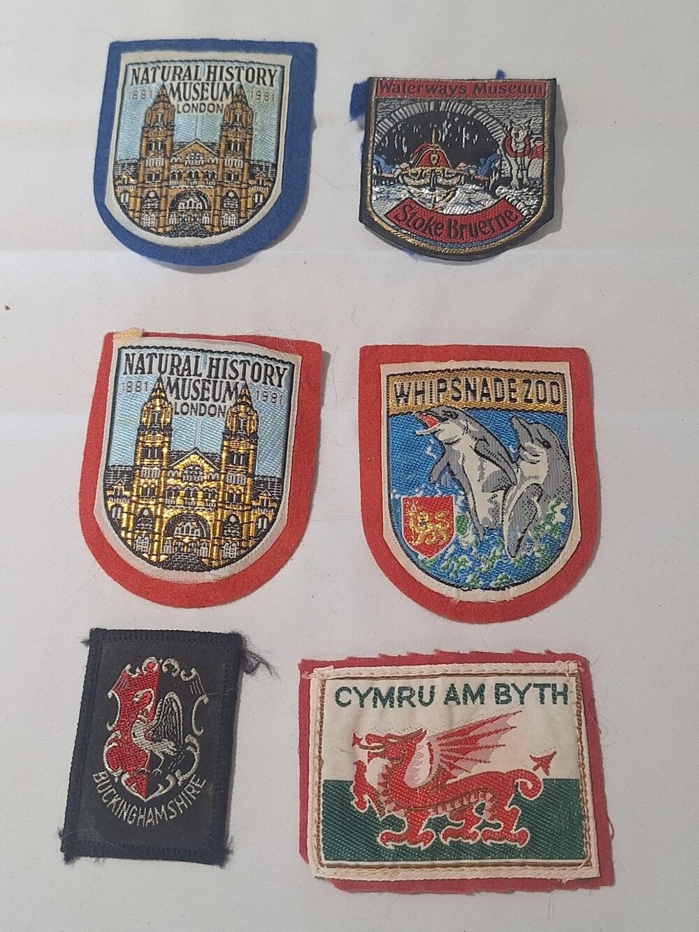Vintage 1981 UK Souvenir Patch Lot Natural History Museum Whipsnade Wales 6pc